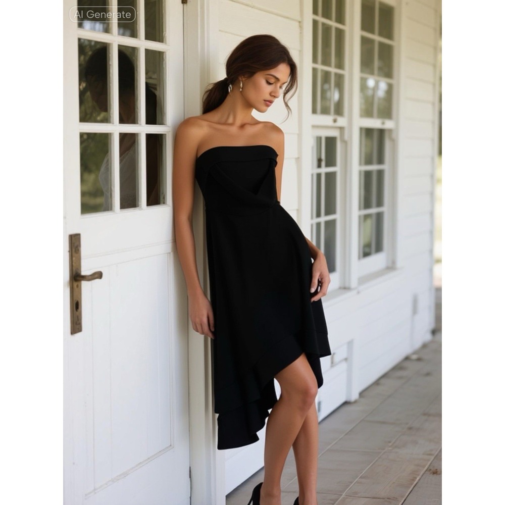 Shoshanna Midnight Black Dress Sz 0 Strapless High Low Dress Prom Bridesmaid
